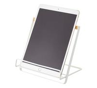 Yamazaki 2737 TOSCA Stand de livre de cuisine, blanc, Acier/Bois, minimaliste, 19.5 x 18.5 x 20 c m