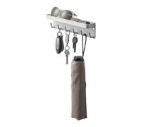 YAMAZAKI 2754 SMART Key Hooks with Tray, white, Steel, 24.5 x 4.5 x 6 cm