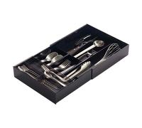 Yamazaki 3383 TOWER Extendable Cutlery Tray, black, ABS Resin / PS Resin , 25 x 24.6 x 5.7 cm