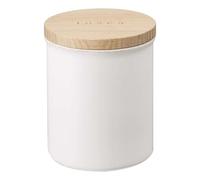Yamazaki 3425 TOSCA Boîte en céramique, blanc, Céramique/Bois, minimaliste, 9.5 x 9.5 x 11.5 c m