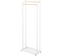 Yamazaki 3516 TOWER Coat Rack with Wheels, white, Steel/Wood, 67 x 35 x 172.5 cm
