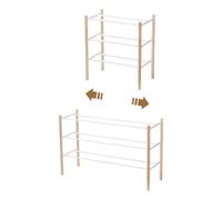 YAMAZAKI 3518 PLAIN Extendable 3Tiered Shoe Rack, white, Steel/Wood, 4170 x 25 x 45.5 cm