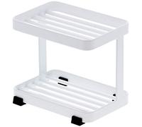 Yamazaki 3601 Tower 2~Tiered Soap Tray, White, Steel, 11 x 7.5 x 9.5 cm