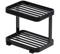 Yamazaki 3602 Tower 2Tiered Soap Tray, Black, Steel, 11 x 7.5 x 9.5 cm