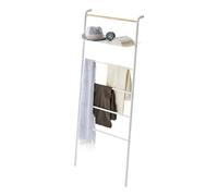 Yamazaki 3871 TOWER Leaning Ladder Hanger with Shelf, white, Steel / Wood, 66 x 30~38 x 160 cm
