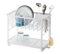 YAMAZAKI 4386 Tower 2Tiered Wire Dish Drainer, White, Steel/ABS Resin/Polypropylene/Silicone, 41 x 22 x 33 cm