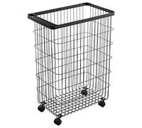 Yamazaki 4777 TOWER Laundry Basket with Wheels, black, Steel/Nylon, 28 x 46.5 x 61 cm