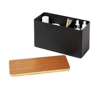 YAMAZAKI 4807 RIN Storage Box, black, Steel/PlyWood, 23 x 10.5 x 14 cm