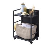 YAMAZAKI 4811 Tower 2Tiered SemiClosed Storage Wagon, Black, Steel/Nylon, 42 x 32 x 59,8 cm