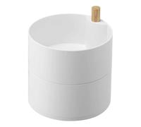 YAMAZAKI 5313 TOSCA Boîte de rangement profonde à 2 niveaux, blanc, Bois/Résine ABS/Résine mélamine, minimaliste, 14,5 x 14,5 x 15,5 cm (L x L x H)