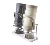 Yamazaki 5409 Tower Bottle Drying Stand with Tray, White, Steel/ABS Resin, 32 x 12 x 17 cm