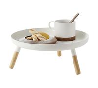 YAMAZAKI 5564 Plain Tray with Legs, White, Steel/Wood, 32 x 32 x 13 cm