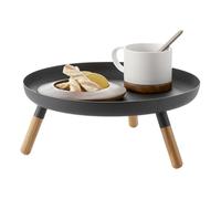 Yamazaki 5565 Plain Tray with Legs, Black, Steel/Wood, 32 x 32 x 13 cm
