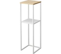 YAMAZAKI 5983 Tower 2Tiered Shelf with Wooden Top, White, Steel/Bamboo, 25 x 25 x 80 cm