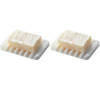 Yamazaki 7395 Flow Soap Tray, White, Silicone, 11.5 x 8 x 1 cm (Lot de 2)