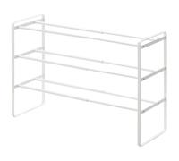 YAMAZAKI 7555 FRAME Étagère à chaussures extensible à 3 niveaux, blanc, Acier, minimaliste, 25 x 41-70 x 46 cm (L x L x H)