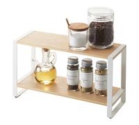 Yamazaki 7816 Tosca 2~Tiered Kitchen Rack, White, Steel/Wood, 33 x 12 x 19 cm