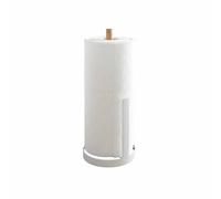 Yamazaki 7819 Tosca Porte essuie-Tout Rond, Blanc, Acier/Bois, Minimaliste, 11 x 11 x 26,5 cm (L x L x H)