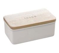 Yamazaki - Beurrier en céramique couvercle en bois Tosca Blanc G