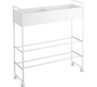 Yamazaki - Etagère à chaussures en métal avec roulettes Tower Blanc G