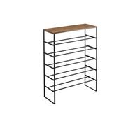 Yamazaki - Etagère à chaussures en métal et bois Tower noir