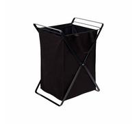 Yamazaki Home Panier à linge en acier et coton, grand, noir