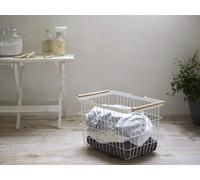 Yamazaki Panier à linge M blanc Grille métallique avec bois Tosca