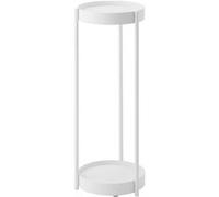 Yamazaki - Support 2 niveaux pour plantes sur roulettes blanc