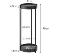 Yamazaki - Support 2 niveaux pour plantes sur roulettes Noir G