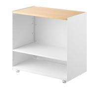 Yamazaki Tower 1424 Chariot de Rangement Semi-fermé avec étagère en Bois Blanc Acier/Bois/Nylon Minimaliste 35,3 x 60,3 x 59 cm