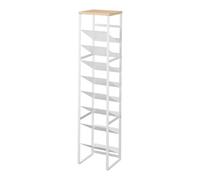 Yamazaki Tower 1491 Étagère à Bouteilles à 8 étages avec étagère en Bois Blanc Acier/Bois/Silicone Minimaliste 19,3 x 20 x 88,5 cm