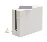 Yamazaki Tower Boîte Rangement pour câbles, en Acier - avec roulettes, Solution Gestion des câbles, Bureau, Organiser Les Prises - 40 x 15 x 34,5 cm, Design Japonais, Blanc