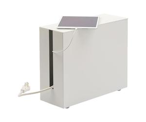 Yamazaki Tower Boîte Rangement pour câbles, en Acier - avec roulettes, Solution Gestion des câbles, Bureau, Organiser Les Prises - 40 x 15 x 34,5 cm, Design Japonais, Blanc