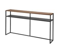 YAMAZAKI Tower Console avec étagère, en Acier avec Plateau en Bois | - pour couloir, table de salon, fine et étroite - 20,5 x 126 x 65 cm, design japonais, noir