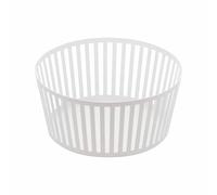 Yamazaki TOWER Corbeille à fruits profonde, en acier - pour comptoir de cuisine, Panier Rond, Bol décoratif - 21,5 x 21,5 x 10 cm, design japonais, blanc