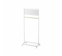 YAMAZAKI TOWER Portemanteau pour enfants avec panneau en acier - barre en bois, panneau magnétique, étagère grillagée sur roulettes - 33 x 68,5 x 140 cm, design japonais, blanc