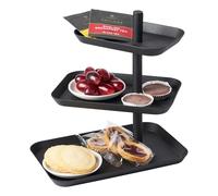 Yamazaki Tower Présentoir à gâteaux avec étagères rotatives à 360°, en Acier - à 3 Niveaux, Support pâtisserie - 15,7 x 24,7 x 25,7 cm, Design Japonais, Noir