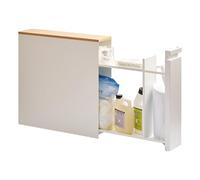 Yamazaki Rangement pour salle de bain avec tablette en bois 14x55x56 cm « Tower » blanc