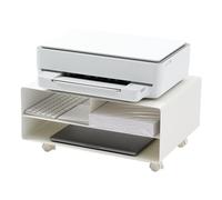 Yamazaki Tower Support et Rangement pour imprimante, en Acier - Bureau, Office, Rangement Papeterie, Organisateur Pratique - 37 x 48 x 19 cm, Design Japonais, Blanc