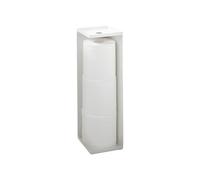 Yamazaki Tower Support pour Papier Toilette Vertical, en Acier - jusqu'à 3 Rouleaux, Rangement Compact Gain de Place pour Salle de Bain, WC, hygiénique - 11,5 x 11,5 x 38,5 cm, Design Japonais, Blanc