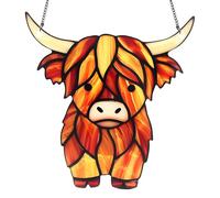 Yamobi Highland Cow Attrape-soleil pour fenêtre, kit de bricolage Highland Cow, attrape-soleil, décoration acrylique, attrape-soleil, suspension de fenêtre