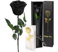 Yamonic Rose Eternelle Cadeau Femme,Vraie Rose avec Tige Cadeau Anniversaire Femme,Fleur Éternelle Cadeaux Maman,Fleur Préservée en Coffret Cadeaux Noel Saint-Valentin Fete des Meres, Rose Rouge