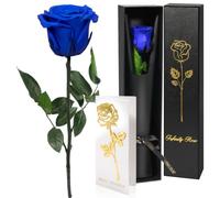 Yamonic Rose Eternelle Cadeau Femme,Vraie Rose avec Tige Cadeau Anniversaire Femme,Fleur Éternelle Cadeaux Maman,Fleur Préservée en Coffret Cadeaux Noel Saint-Valentin Fete des Meres, Rose Rouge