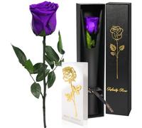 Yamonic Rose Eternelle Cadeau Femme,Vraie Rose avec Tige Cadeau Anniversaire Femme,Fleur Éternelle Cadeaux Maman,Fleur Préservée en Coffret Cadeaux Noel Saint-Valentin Fete des Meres, Rose Rouge