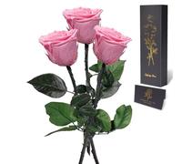 Yamonic Rose Eternelle Cadeau Femme,Vraie Rose avec Tige Cadeau Maman, Fleur Eternelle Cadeaux Anniversaire Femme,Fleur Préservée en Coffret Cadeaux Maman Noel Saint-Valentin Fete des Meres,3 Roses