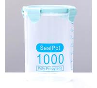 YAMSLAM Boîte en plastique transparent de qualité alimentaire, bocal hermétique à céréales, pot de rangement de 1000 ml, fonctionnel pour la maison et la cuisine
