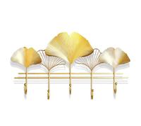 YANG11FAN Gain de place Porte-manteau mural moderne en métal doré, support de crochet robuste feuille Ginkgo for manteau, veste, vêtements, chapeau(Petit)