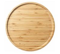 YANGQIHOME Plateau de Service en Bambou - Plat Rond de Présentation en Bois pour Charcuterie, Fromages, Desserts - 35 x 2 cm
