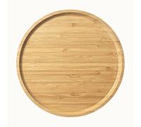 YANGQIHOME Plateau de Service en Bambou - Plat Rond de Présentation en Bois pour Charcuterie, Fromages, Desserts - 25 x 2 cm