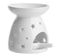 Yangtek Brûleurs Parfumé Céramique Brûle Bougie Motif étoiles et Fleurs, Aromathérapie,Brûleur Huile Essentielle avec Porte-Bougie pour Décoration Maison Méditation (Brûleurs C)